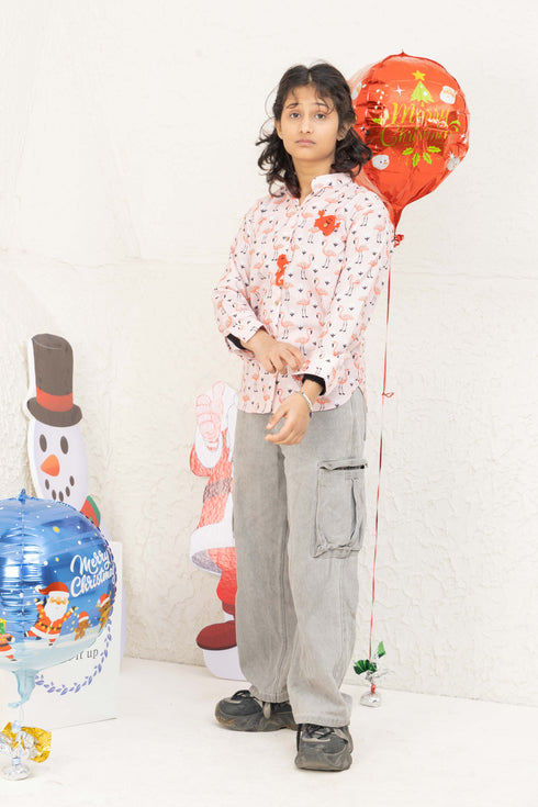 BUBBLE GUM PINK SANTA SHIRT